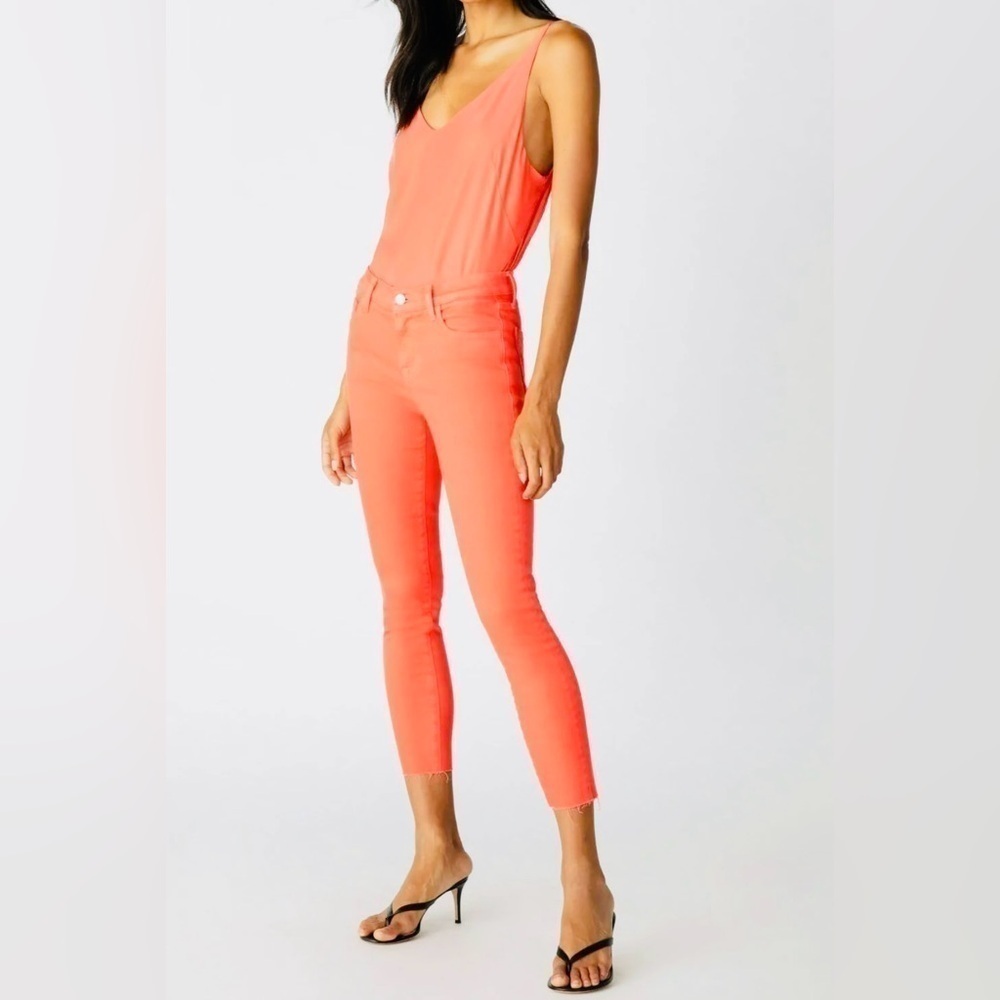 NWOT J Brand 835 Photo Ready Mid Rise Crop Skinny Stretch Jeans Kalani Hot Coral